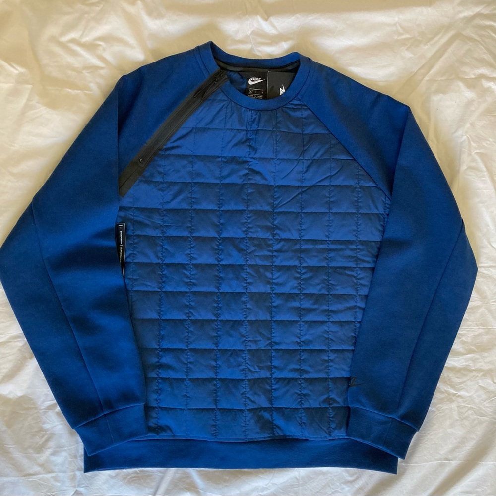 Nike Sportswear Tech Pack Quilted Crew Sweatshirt Blue BV3697-407 Men's Large